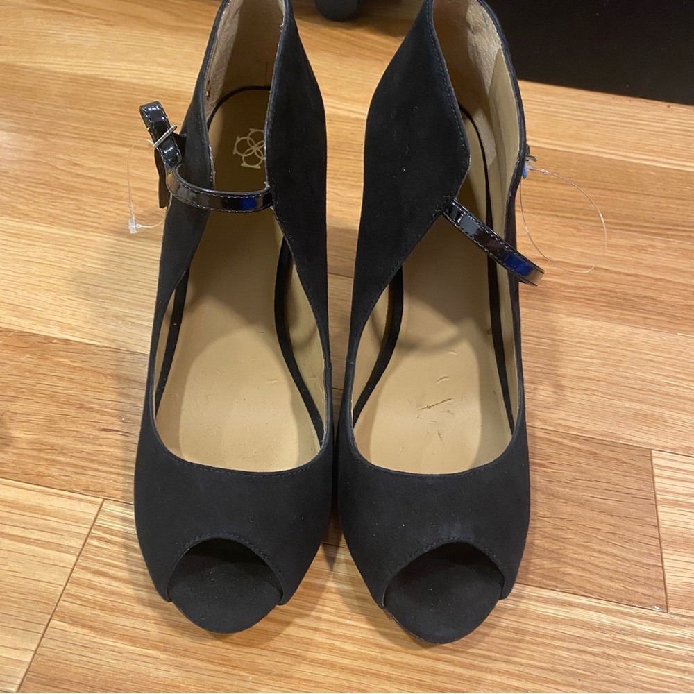 Ann Taylor Suede Peep Toe Stilettos - Picture 3 of 9